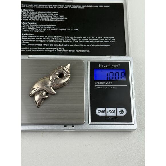 Sue B. Sterling Silver Brooch Jumping Dolphins - Picture 8 of 10